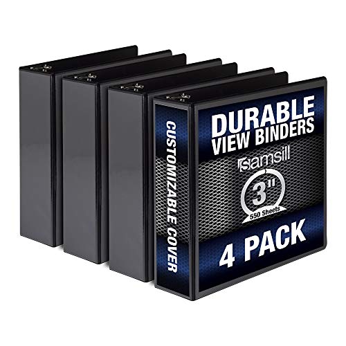 Samsill 4 Pack Durable 2 Inch 3 Ring Binders, Round Ring, Clear View Cover for Presentations, Black - color: Black, size: 3-Inch