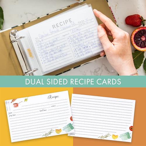 Jot & Mark 8.5"" x 11"" Sturdy 3 Ring Recipe Binder with Spill-Proof Clear | 50 Recipe Cards + 25 Sleeve Protectors + 5 Full-Page Sleeves + 6 Divider Tabs | 8.5x11 3-Ring - color: Kitchen Toolkit, size: 8.5" x 11"