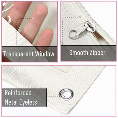 Mr. Pen- Pencil Pouch for 3 Ring Binder, 2 Pack, 10"x6.75", Smooth Zipper | Clear Window, Large Capacity Pencil Case with 3 Reinforced Grommets for School, Office, Supplies Storage | Clear Window, Large Capacity Pencil Case with 3 Reinforced Grommets for