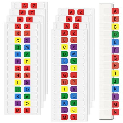 Aixoom A-Z Sticky Multicolor Alphabet Index Tabs Self-Adhesive Page Tabs Transparent Permanent Alphabetical Stickers for Notebooks Dictionary Files (208) - color: Colorful