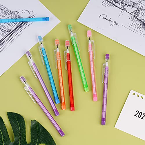 Kolewo4ever 36pcs HB Pencils Kawaii Cute Multipoint Pencil Push Translucent Non Sharpening Stackable Pencils Pop Up Plastic Pencil for Classroom Rewards Carnival Prizes (Normal)