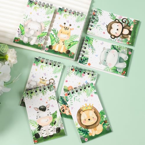 8 Pcs Jungle Animal Mini Spiral Notebooks 3.9 x2.4 Inch, Cute Safari Animal Design Coil Notepads Spiral Pocket Notebooks, Small Portable Journal Memo Pads for Birthday Party Favors Stationery Gifts - color: Jungle Animal