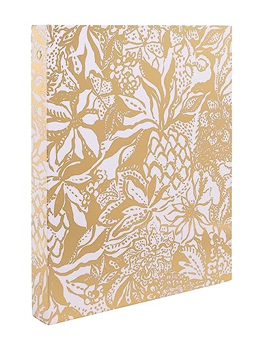 Lilly Pulitzer 디바이더가 있는 1.9cm(0.75인치) 바인더, 사파리 상그리아 | 포켓과 3개의 탭 칸막이가 있는 귀여운 3링 종이 홀더, 사무실용 금속 링 바인더가 있는 얇은 미적 바인더 - color: 사파리 상그리아