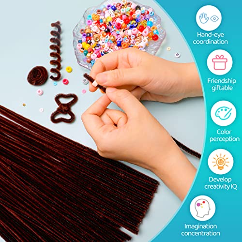 Iooleem 200pcs Brown Pipe Cleaners, Chenille Stems, Pipe Cleaners for Crafts, Flower Making Pipe Cleaner Crafts, Art and Craft Supplies. - color: Dark Brown, size: Small Pack
