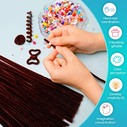Iooleem 200pcs Brown Pipe Cleaners, Chenille Stems, Pipe Cleaners for Crafts, Flower Making Pipe Cleaner Crafts, Art and Craft Supplies. - color: Dark Brown, size: Small Pack