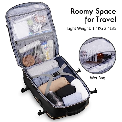 MOMUVO Large Travel Backpack Women, Flight Approved Carry On Backpack with 3 Packing Cubes, Water Resistant Anti-Theft Large Book Bag Fit 18.4 Inch Laptop with USB Charging Port, Black - color: Black-3 Sets, size: 18.4 inch