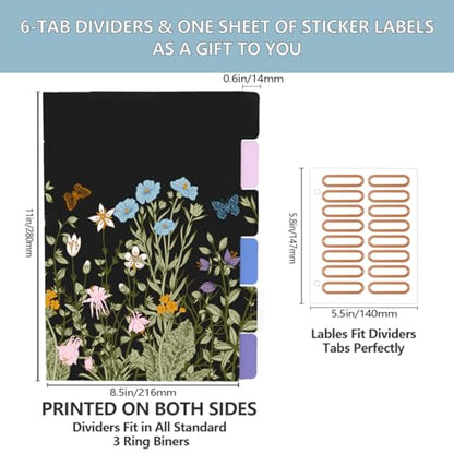 3 Ring Binder 2 Inch, Cute Round Ring Binders with 6 Tab Dividers, Labels Stickers, Low Profile Clipboard with Storage, Fashion Binder School Office Supplies (Wild Blue Florals) - color: Wild Blue Florals