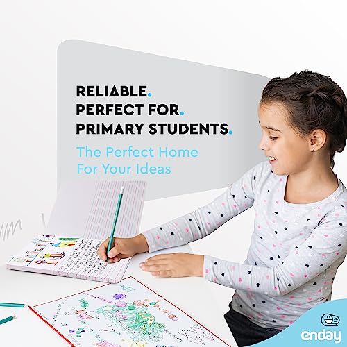 Enday Primary Journal Grades K-2, Primary Writing Journal, Half Page Ruled Primary Journal Composition Notebook for Kids, 100 Sheets kids Notebook, Red and Grey (2 Pack) - color: RED - GREY