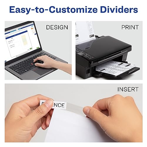 Avery Big Tab Extra-Wide Insertable Clear Tab Dividers for 3 Ring Binders, 8-Tab Set, White, 6 Sets (11254) - color: White, size: 8 tab, style: 6 Sets