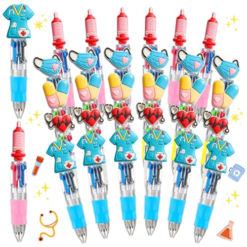 30 Pcs 4 in 1 Mini Nurse Multicolor Ballpoint Pens Bulk for Kids | Retractable Ballpoint Pen 0.7mm for for Nurses Medical Assistant Students School Nurses Week Appreciation Gift - style: MiniNursingBallpointPens30Pcs