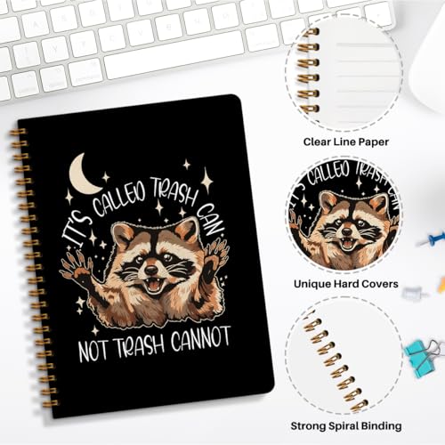 NISTOMISU Funny Raccoon Notebook, Whimsical Celestial Raccoon Journal, Funny Office Supplies, It's Called Trash Can Not Trash Cannot Animal Hardcover Spiral Notebooks, Lined Paper, 5.8x8.3 Inch - color: Raccoon Humor