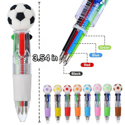 Oneshow Soccer Party Favors Soccer Themed Pens Mini 4-in-1 Multicolor Pen | Fun 4-in-1 Student Reward Bulk Cool Ballpoint Pen for Birthday Soccer Team Gifts Goodie Bag Stuffers Back to School Supplies - style: Soccer-28PCS