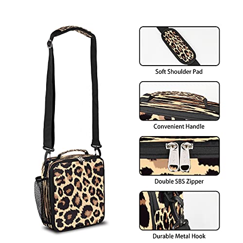 Pardick Leopard Lunch Box for Kids,Students Leopard Animal Skin Print Lunch Bag Tote with Adjustable Shoulder Strap,Insulated Thermal Girls Boys Lunchbox Cooler Bag for School Picnic Travel Outdoor - color: Leopard