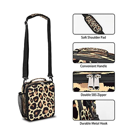 Pardick Leopard Lunch Box for Kids,Students Leopard Animal Skin Print Lunch Bag Tote with Adjustable Shoulder Strap,Insulated Thermal Girls Boys Lunchbox Cooler Bag for School Picnic Travel Outdoor - color: Leopard