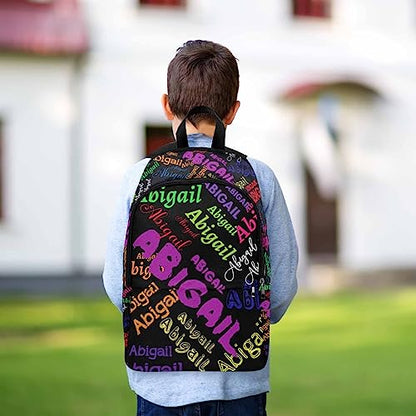 MyPupSocks Custom Name Backpack Bag for Boys Girls, Personalized Text Schoolbag Casual Backpack Customized Bookbag for Kids Unisex Back School Camping Travel - color: Multi 00