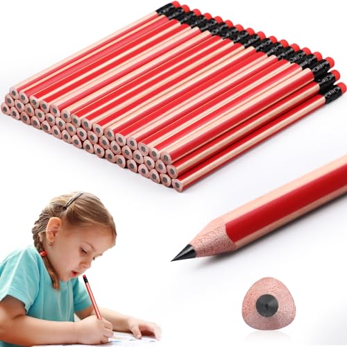 Seajan 48 Pcs 2b Jumbo Pencils, Big, Fat, Thick, Triangular Grip 7 Inch Large Pencils Refill with Eraser for Beginners Office Christmas Gifts(Red) - color: Red, style: 2B