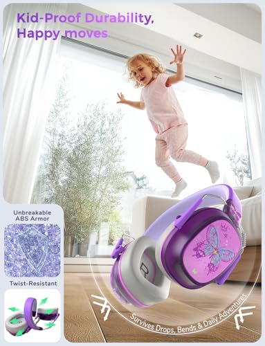 iClever Noise Cancelling Headphones for Kids Adults, Bluetooth Ear Protection with 60H Play Time, Safe Volume 80dBA, Noise Reduction Headphones for Autism Fireworks/Monster Truck, FOCUS - color: Purple