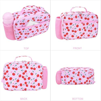 RHCPFOVR Kids Lunch Bag - Insulated Lunch Box for Boys Girls,Washable Lunch Bag and Reusable Toddler Leak-proof Lunchbox for School and Daycare - color: Pink Cherry