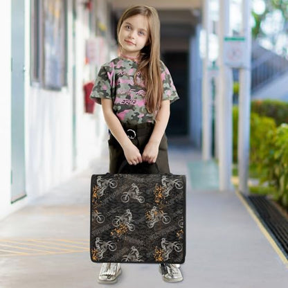 Motorcycle 3 D-Ring Binder Bag Multi-Pocket Zipper Organizer | with Handle and Detachable Shoulder Strap Holds 500 Sheets for School Office Supplies - color: Dhb-109