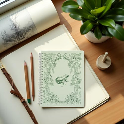 Pearhead Spiral Hardcover Notebook 8x10.5 – Frog Toile College-Ruled Writing Journal with 200 Lined Pages, Perforated Paper for School, Work & Notes (Pack of 2) - color: Green Frog Spiral Notebook, 2-Pack