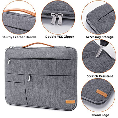 KINGSLONG 14 inch Laptop Sleeve Bag, Slim Shockproof Handbag, Computer Carrying Case Cover Compatible with MacBook Air/Pro Acer Asus Dell HP Grey - color: Grey, size: 14 inch