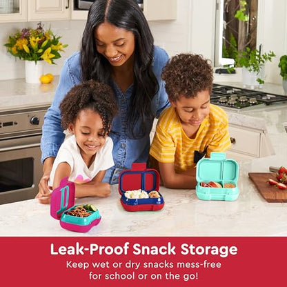 Bentgo Kids Snack Leak-Proof 2 Compartment Bento-Style Container | For Snacks & Small Meals, Easy-Open Latch, Dishwasher Safe, BPA-Free for School, Daycare, & Sports, Ages 3+ (Red/Royal) - color: Red/Royal