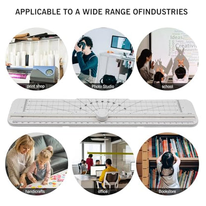 2PCS Paper Cutter Slider, 12 Inch Portable Paper Trimmer, Straight Cutting Guillotine, Cardboard Cutter for Paper Photo Vinyl Label Coupon Craft Paper(White) - color: White