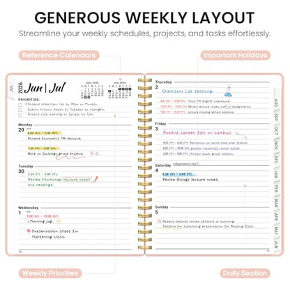 Planner 2026-2027, 8.5" x 11" Weekly and Monthly Academic Year Planner Calendar, July 2026 - June 2027, Hardcover Large School Planning Agenda With Tabs, Perfect for School & Office Supplies, A4, Pink - color: C-Pink, size: A4(8.5"x11")