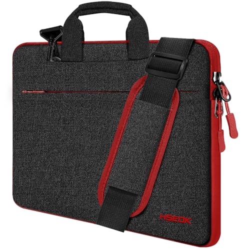 Hseok Laptop Shoulder Bag 13 13.3 14 Inch Case Compatible with MacBook Pro/Neo 14" M5/M4/M3/M2/M1,Mac Air/pro/Neo 13" and Most 13 13.3 14 Notebooks,Spill-Resistant Briefcase,Black & Red - color: Black & Red, size: 13-13.5 inch