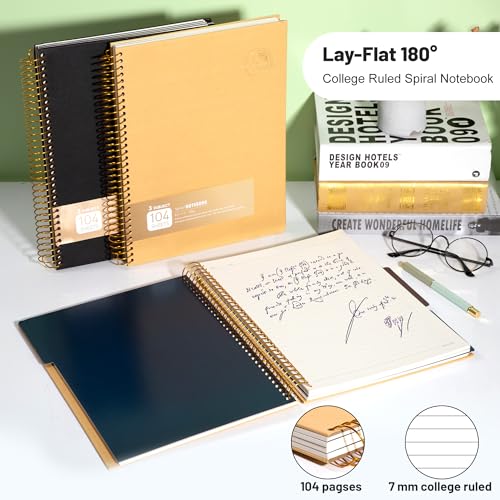 8.5 x 11 Large Spiral Notebook 3 Subject Spiral Notebook Hardcover Spiral Notebook for Note Taking 120 Sheets College Ruled Journal for School Office Supplies Writing Journal,Brown - color: 4.brown