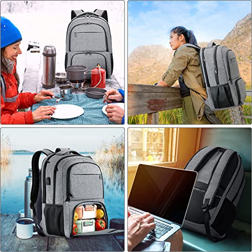 BIKROD unch Backpack, Insulated Cooler Lunch Bag Backpack, Large School Backpacks for Teen Boys Water Resistant Back Pack Gift for Men Fit 17 Inch Laptop - color: Grey