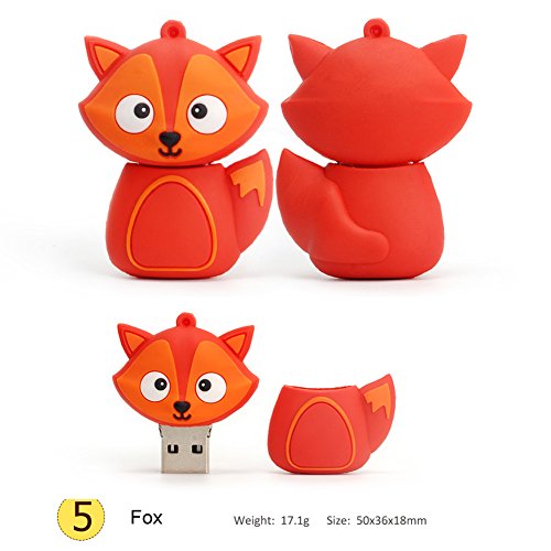 Flash Drive 5x16GB Thumb Drive Animals USB Flash Drive with Chain Bee Fox Owls Penguin Pen Drive Gift for School Kids and Students Valentine's Day Gift (Pack of 5 Animals) - color: 5xAnimals, size: 16GB