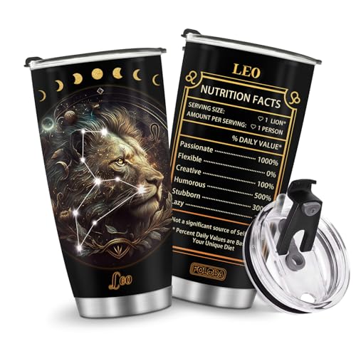 Horoscope insulated Travel Coffee Tumblers Mug Cup Water Bottle Gifts for Men Women Christmas Birthday Children Day Anniversary 20oz Stainless Steel Iced Hot and Cold - color: Leo-656
