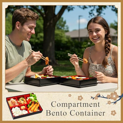 Teenyyou 4 Pcs 12 x 9.5 x 2.2 inches Japanese Bento Box Adult 6 Compartments Divided Japanese Food Presentation with Greaseproof Restaurant Bento Tray Sushi Tray Gift for Sushi Home Restaurant - style: 6 Compartments