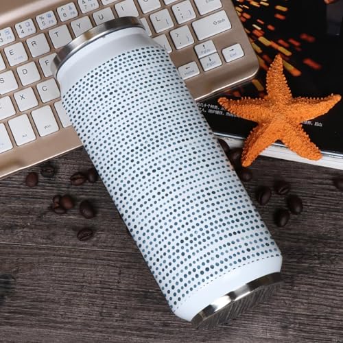 T&H XHome Abstract Art 10oz Stainless Steel Tumbler with Lid & Straw-Double Wall Vacuum Insulated Travel Mug White Modern Boho Dots Texture Water Bottle Coffee Beverage Drinks Cup - size: 10 Ounces