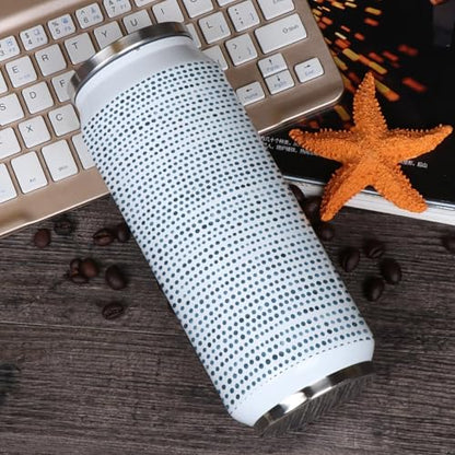 T&H XHome Abstract Art 10oz Stainless Steel Tumbler with Lid & Straw-Double Wall Vacuum Insulated Travel Mug White Modern Boho Dots Texture Water Bottle Coffee Beverage Drinks Cup - size: 10 Ounces