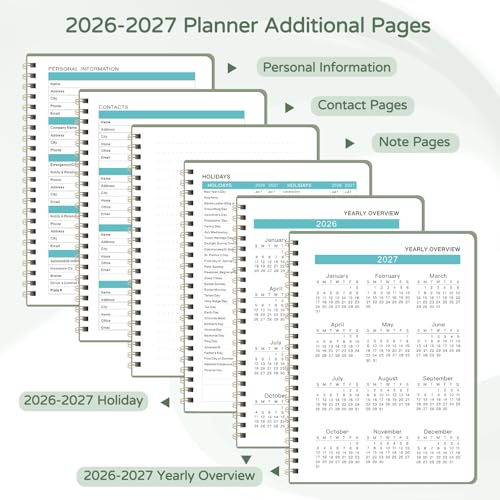 Monthly Planner 2026-2027, 2 Year Calendar 2026-2027 (Jan 2026 - Dec 2027), 7" x 10", 26-27 Monthly Calendar Planner, 24-Month Planning Book for Home School Office Supplies - color: O-Green