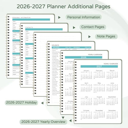 Monthly Planner 2026-2027, 2 Year Calendar 2026-2027 (Jan 2026 - Dec 2027), 7" x 10", 26-27 Monthly Calendar Planner, 24-Month Planning Book for Home School Office Supplies - color: O-Green