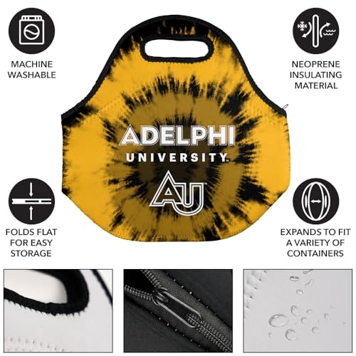 Campus Lab Adelphi University Tie-Dye Soft Neoprene Lunch Bag, Lightweight - color: Adelphi University Panthers
