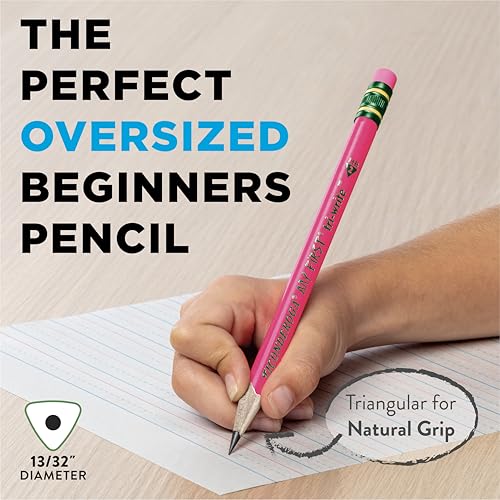 Ticonderoga My First Tri-Write Wood-Cased Pencils with Sharpener, Pre-Sharpened, 2 HB, With Erasers, Neon Colors, 2 Count, 6 Packs - style: 2 Count, 6 Packs