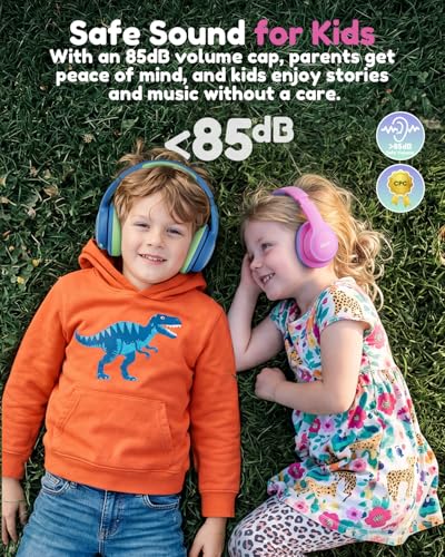 Acer Kids Bluetooth Headphones, Over Ear Headphone for Kids with Mic, 75H Playtime, 85dBA Safe Volume, Bluetooth 6.0, USB C Fast Charging, Toddler Headphones for iPad/Tablet/Travel/School-Pink | 75H Playtime, Bluetooth 6.0, 3.5mm Jack Aux Cord, 85dBA Safe