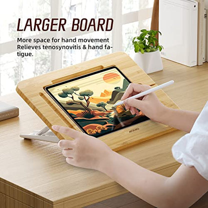AFOOYO Bamboo Tablet Drawing Stand - Portable & Adjustable 5 Angles,Laptop Stands Riser, Book Reading Stand,Compatible with 9.7/10.2/10.5/10.9/11 inches - color: Bamboo, size: M-Fit 9.7/10.2/10.5/10.9/11 inches