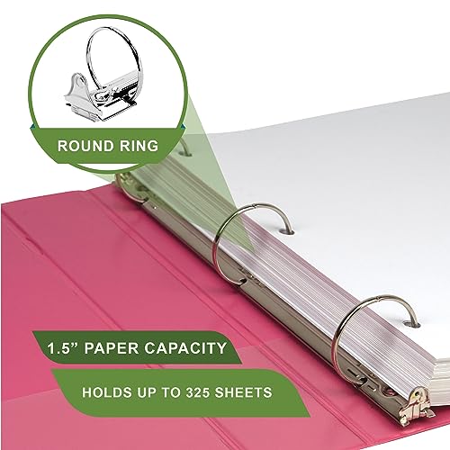 Samsill Plant-Based 1.5 Inch Durable Round Ring, View Binder, Eco-Friendly, USDA Certified Biobased, Single, Bright Pink - color: Berry Pink, size: 1.5-Inch