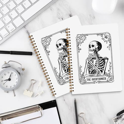 2 Pcs the Overthinker Goth Tarot Spiral Notebook Skull Gothic Tarot Cards Journaling Notebooks Gifts for Women Teacher Friend Teens College Ruled Notebook Journal, Classroom Office Supplies - color: Multi 1326
