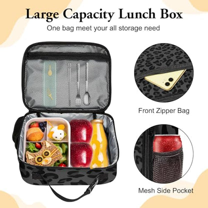 WOBAGMEN Leopard Lunch Box for Kids, Cute Insulated Lunch Bag for Boys Girls,Waterproof Lunch Box with Water Bottle Holder for Teens Adults Picnic Travel Back to School (Leopard) - color: Leopard