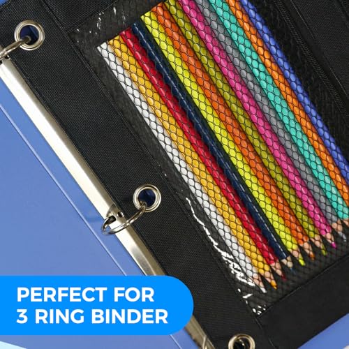 36Pcs Pencil Pouch for 3 Ring Binder - Pen Case 3 Hole Pencil Pouch Zipper Bag Holder Bulk Accessories Clear Window Aesthetic Organizer Pockets