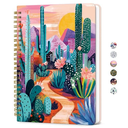 ZOTIA Lined Spiral Journal for Women, A5 Aesthetic Hardcover Notebook for Work, School & Note Taking, Pretty College Ruled Journal, 140 Pages, 6" x 8", Desert Mirage - color: N-Desert Mirage