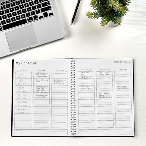 TRU RED Weekly Planner, 8.5" x 11", Black, Undated Weekly Layout for Scheduling, Goal Tracking & Task Planning — Letter‑Size Notebook Planner - style: 1 Pack