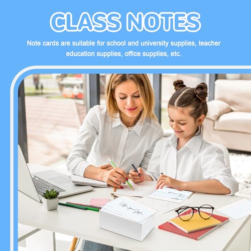 BIGNC Index Cards 3x5, 320 Pack Ruled Flash Cards, Note Cards 3x5 Lined, Flash Cards for Studying Note Taking and To Do List Double Side Lined, White