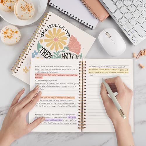 Qabliqo Teachers Gifts Spiral Notebooks, Boho Floral Watch Them Grow Teacher Gifts Journal for Writing, Teacher Appreciation Gift Notebook for Note Taking, Teachers Office Supplies, 5.5x8.3 Inch - color: Watch Them Grow